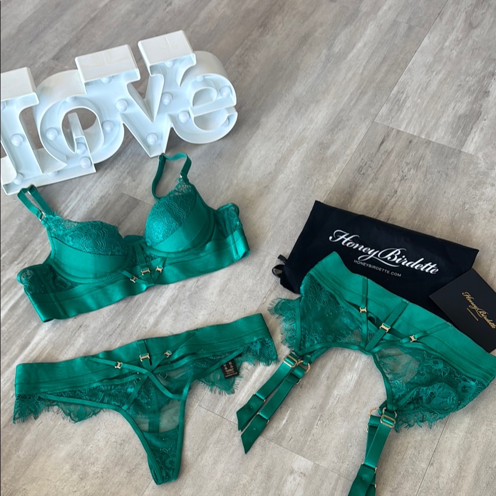 Honey Birdette Emerald Green Lace Bra